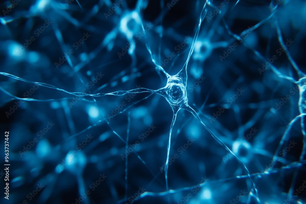 Mental faculties Neuronal agility Blue neural network with intricate glowing pathways symbolizing the transmission of information and the complexity of cognitive processes Mental faculties Neuronal agility Blue neural network with intricate glowing pathways symbolizing the transmission of information and the complexity of cognitive processes