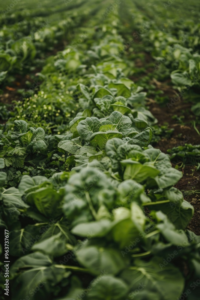 A sunny day with a spinach field in the middle A sunny day with a spinach field in the middle