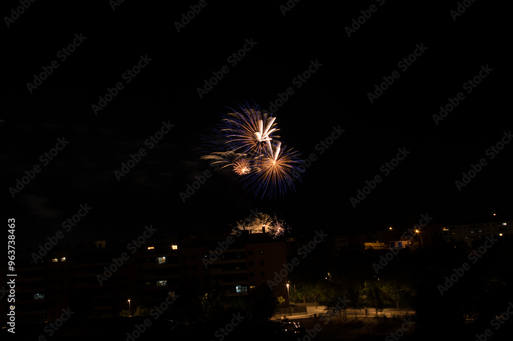 Fireworks in the town of Valdemoro for its local festival, Nuestra Señora del Rosario. Fireworks in the town of Valdemoro for its local festival, Nuestra Señora del Rosario.