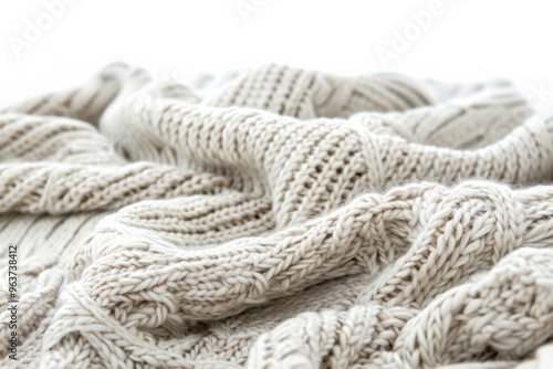 A close-up shot of a knitted blanket on a table, perfect for showcasing texture and detail