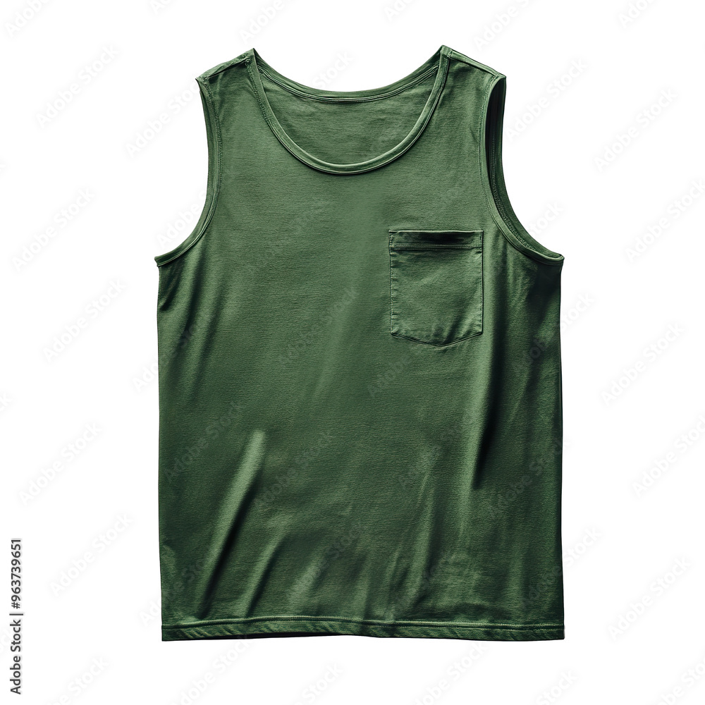sleeveless shirt green mockup, white background PNG sleeveless shirt green mockup, white background PNG