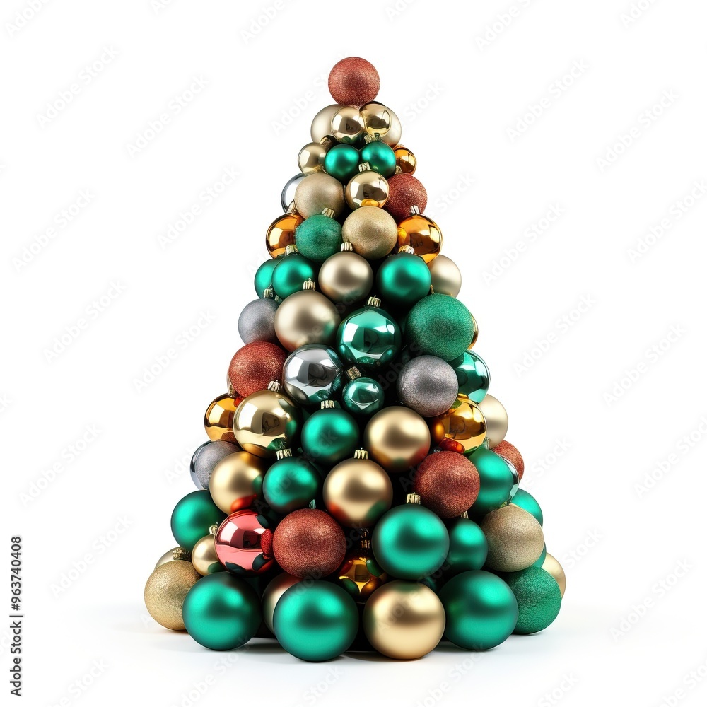 Beautiful decorated Christmas tree isolated on white Beautiful decorated Christmas tree isolated on white