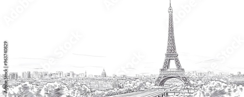 Wallpaper Mural A Hand-Drawn Sketch of the Eiffel Tower in Paris Torontodigital.ca