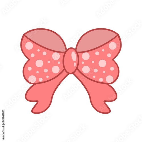 Realistic pink ribbon sticker isolated on white background. Baby shower design element for baby girl. Ribbon for gift box. Shiny ribbon. Vector illustration