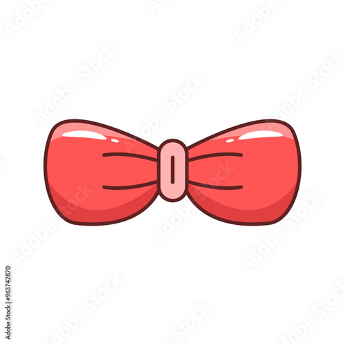 Realistic pink ribbon sticker isolated on white background. Baby shower design element for baby girl. Ribbon for gift box. Shiny ribbon. Vector illustration