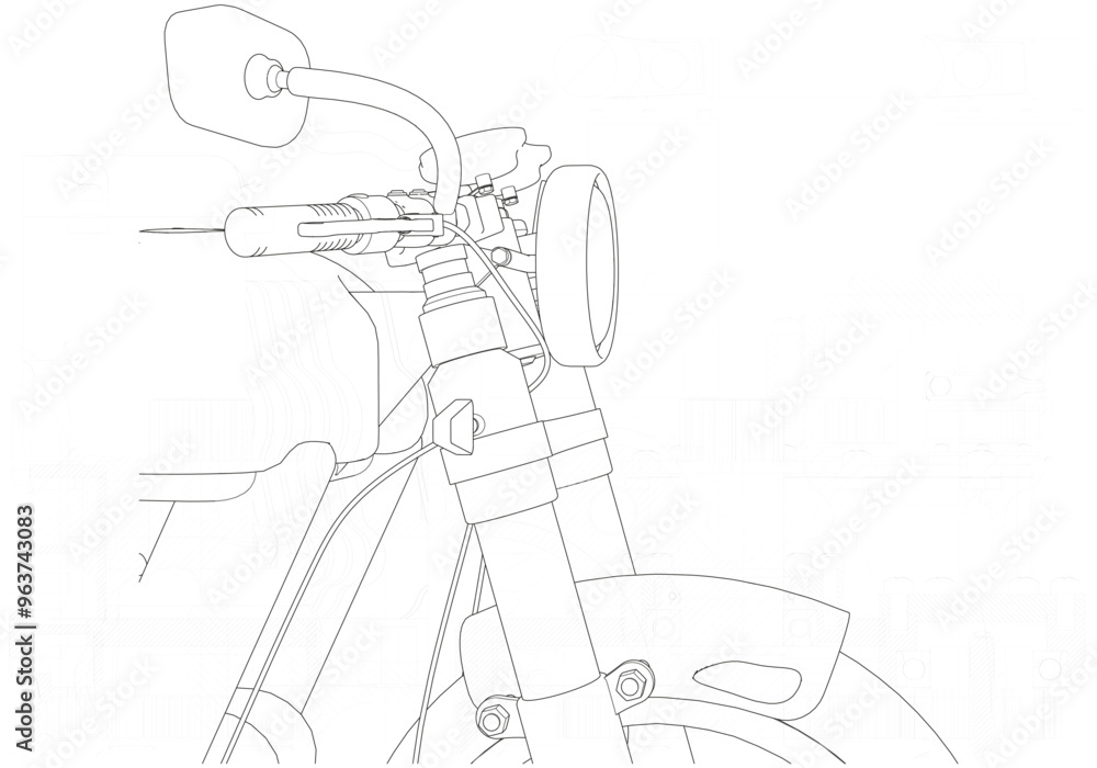 Fototapeta premium Black motorcycle on a white background. Unique design. 