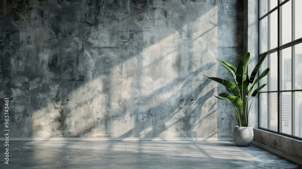 Loft-style interior display with gray cement wall texture for product showcasing Loft-style interior display with gray cement wall texture for product showcasing