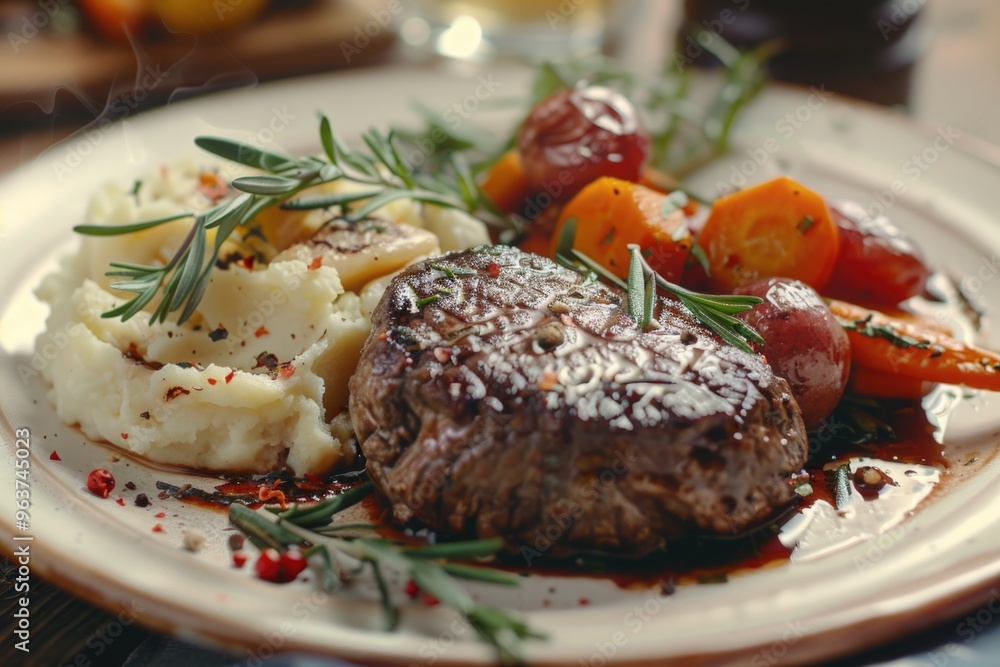 A white plate filled with meat and vegetables A white plate filled with meat and vegetables