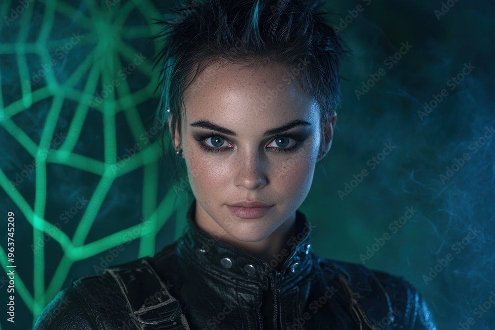 Mysterious woman with intense gaze Mysterious woman with intense gaze