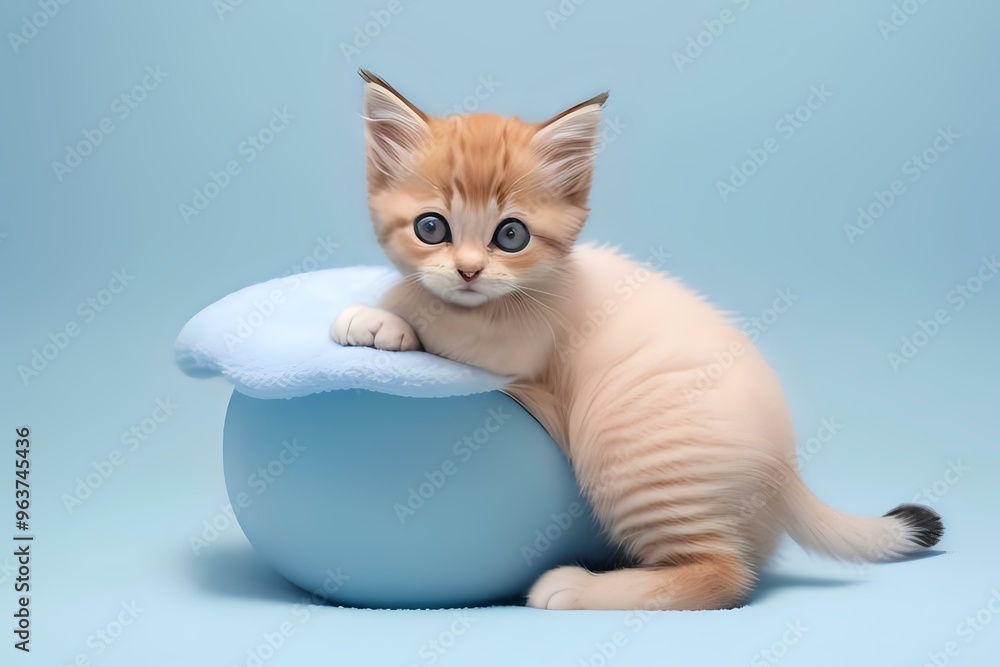 Kitten Sitting on Top of a Blue Ball - Cute and Playful Pet Photography Kitten Sitting on Top of a Blue Ball - Cute and Playful Pet Photography