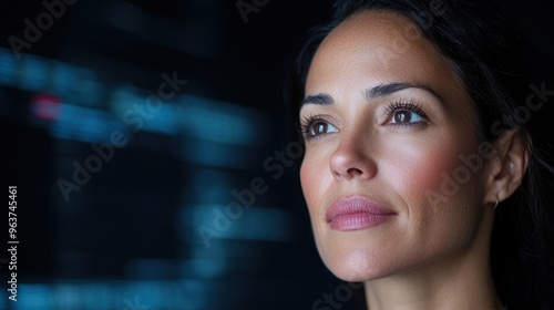 Wallpaper Mural Thoughtful woman with dark hair looking into the distance Torontodigital.ca