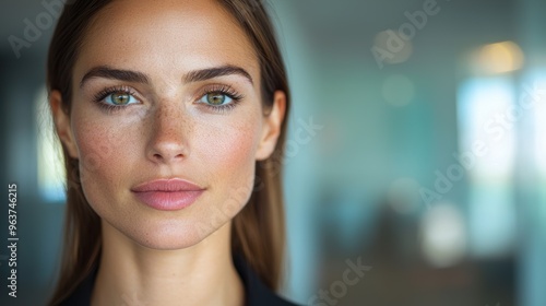 Wallpaper Mural close up portrait of a young woman with green eyes and freckles Torontodigital.ca