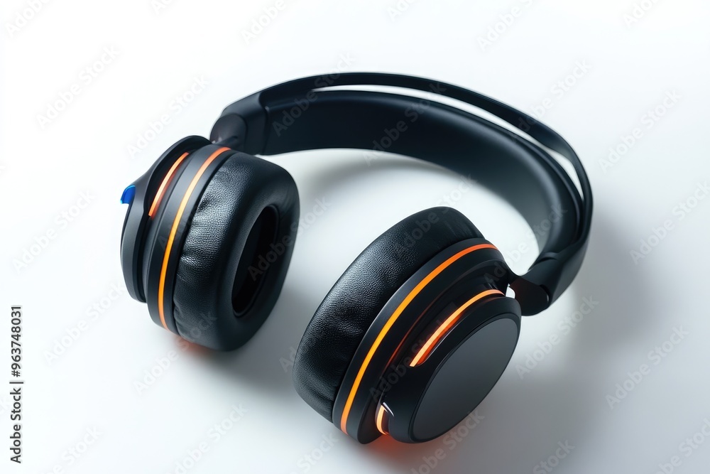Black and Orange Headphones on a White Background Black and Orange Headphones on a White Background