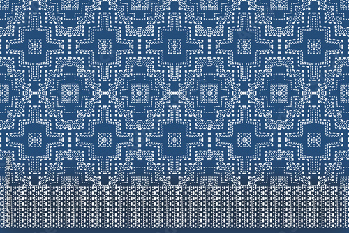 Sashiko is a type of traditional Japanese embroidery or stitching used for the decorative and functional reinforcement of cloth and clothing.Ethnic pattern, Ogee, Geometric style, Seamless textile.