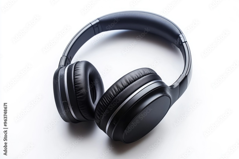 Black Over-Ear Headphones on White Background Black Over-Ear Headphones on White Background