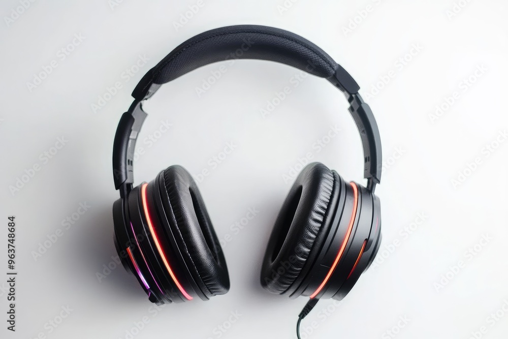 Black Headphones with Red and Pink LED Lighting Black Headphones with Red and Pink LED Lighting