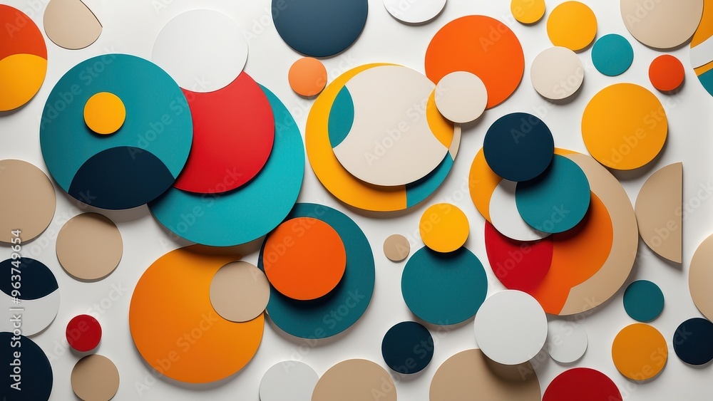 A vibrant arrangement of colorful circles and shapes on a white background, showcasing design elements. A vibrant arrangement of colorful circles and shapes on a white background, showcasing design elements.
