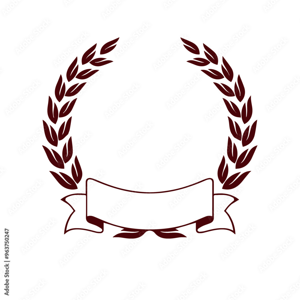 Obraz premium Laurel wreath with ribbon icon