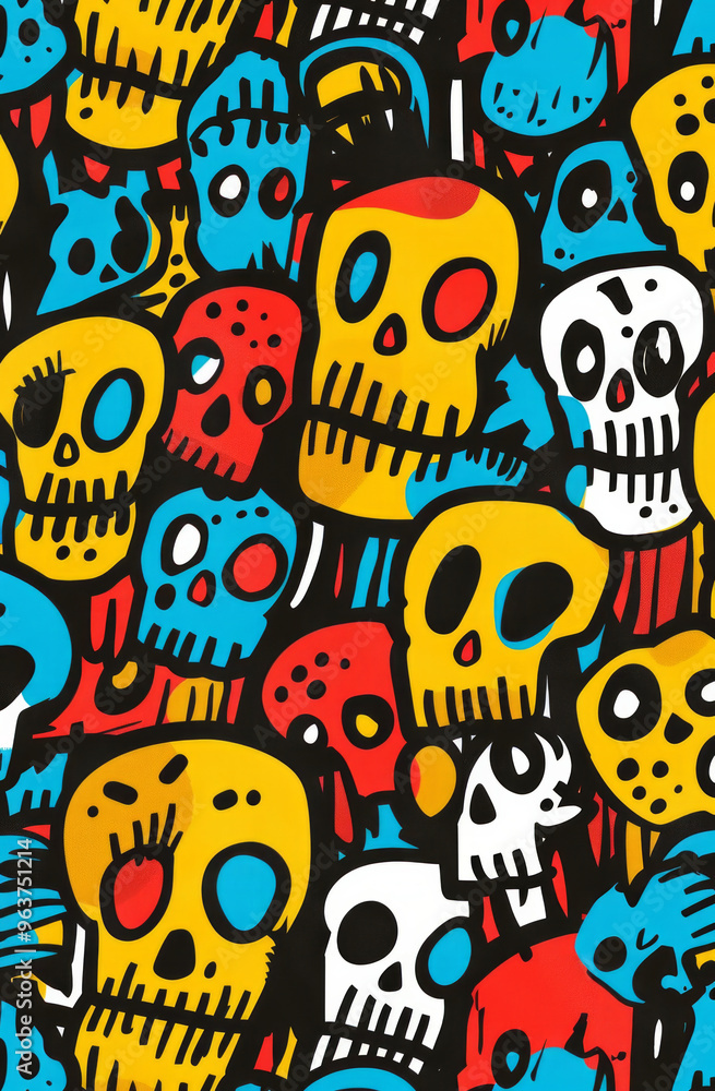 Abstract colorful skull illustration background. Hand drawn grunge style Abstract colorful skull illustration background. Hand drawn grunge style