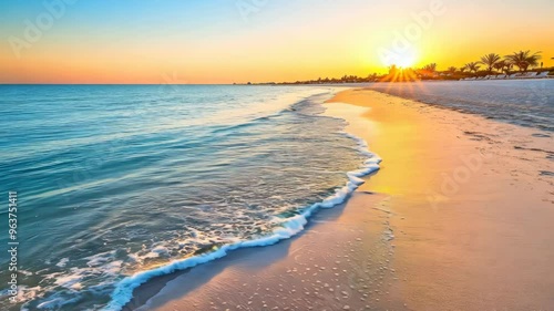 Wallpaper Mural Serene Sandy Beach at Sunrise with Calm Sea Torontodigital.ca