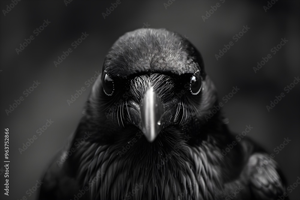 Fototapeta premium A black and white photo of a bird