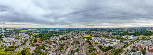 Aerial drone cityscape of Harlow Town, England