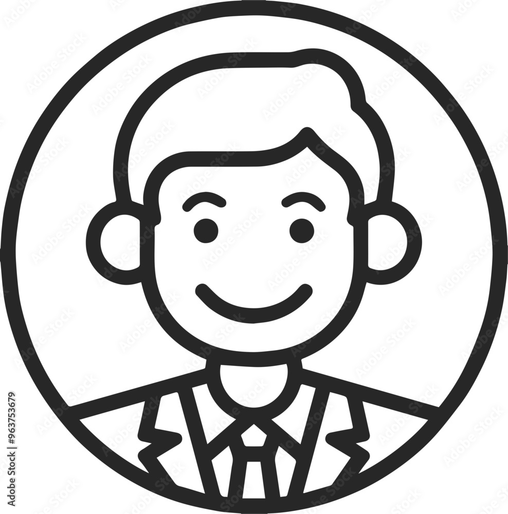 Smiling male face icon - image of laughter, happiness, positivity Smiling male face icon - image of laughter, happiness, positivity