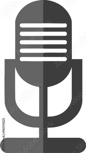 Microphone icon, illustration symbolizing broadcasting and audio recording