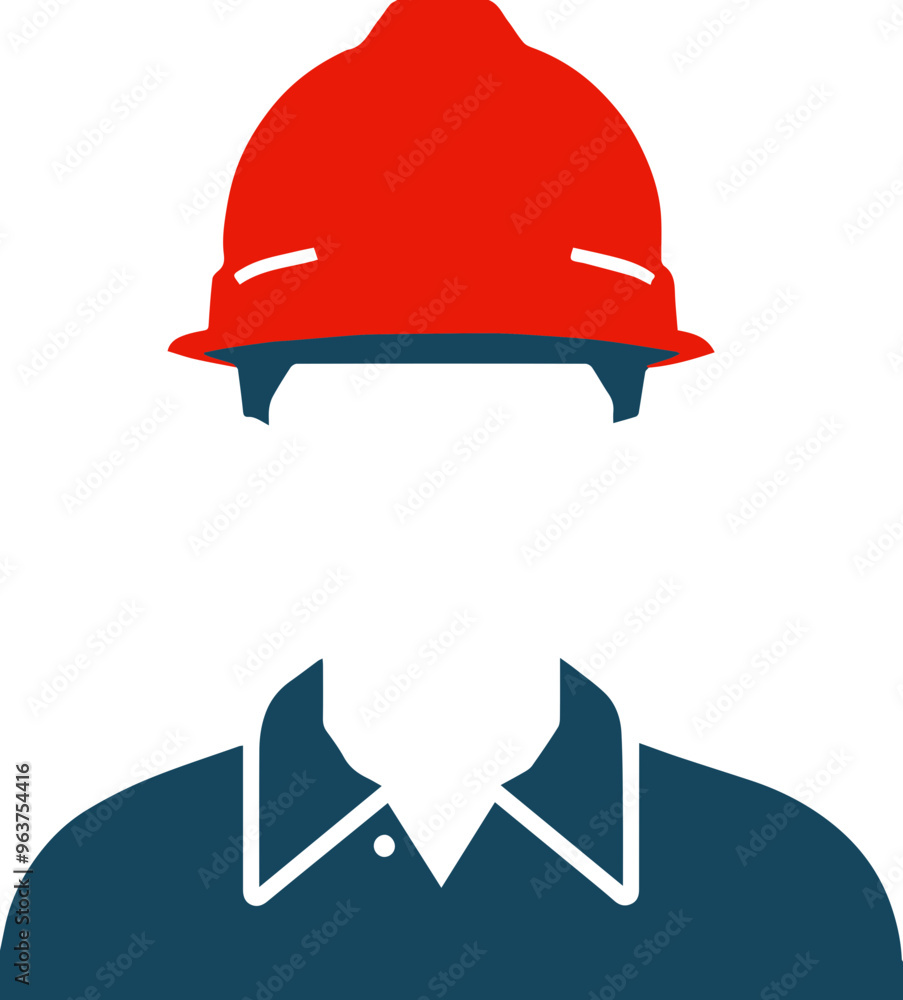 Naklejka premium Image of worker icon wearing helmet and shirt