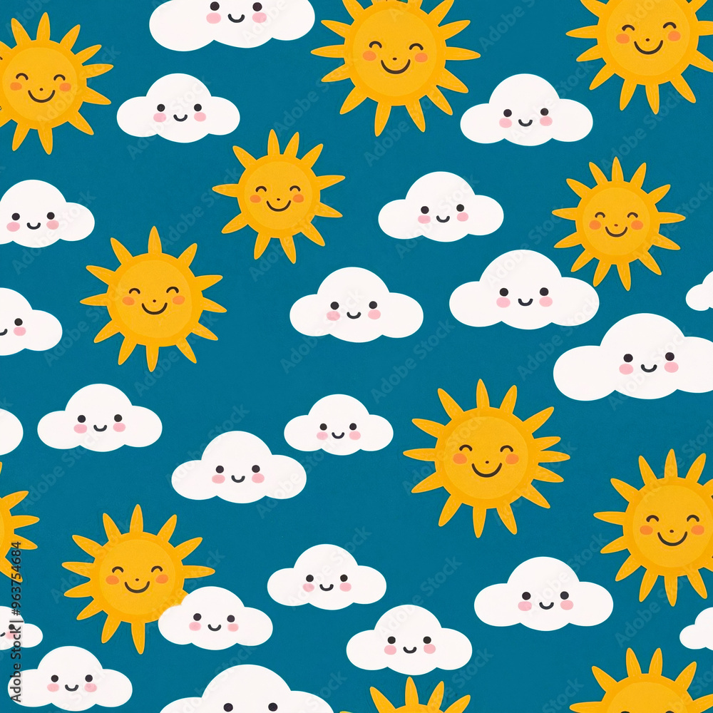 seamless pattern with sun and clouds seamless pattern with sun and clouds