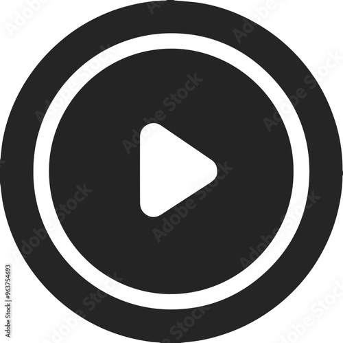 Play button icon, digital element related to media playback