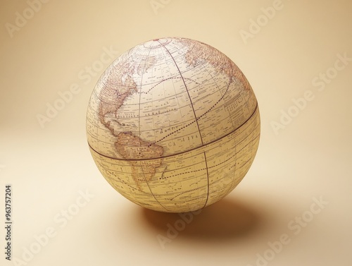 Vintage Globe on Beige Background.