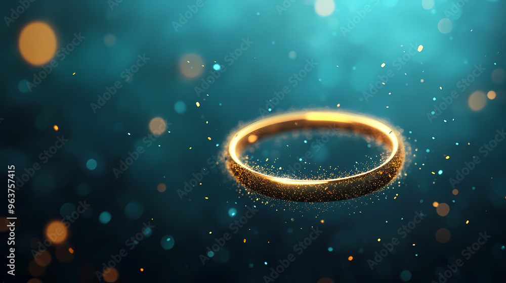 Dreamlike world of floating golden ring Dreamlike world of floating golden ring
