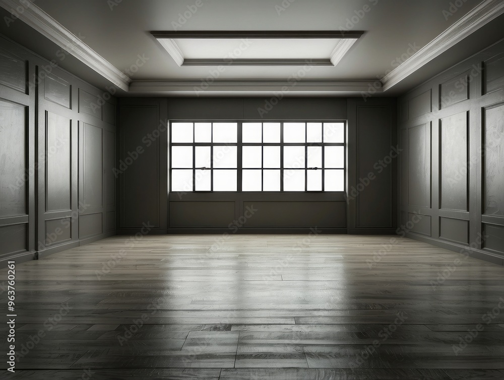 Empty Room with Grey Walls and a Window Empty Room with Grey Walls and a Window