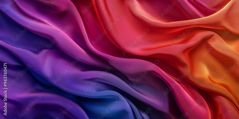 Obraz premium Rainbow flag made of silk, smooth wavy surface, generative AI