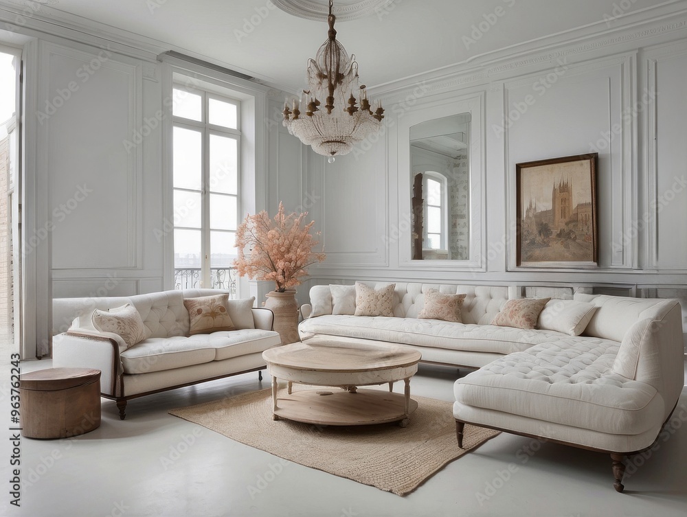 White Sectional Sofa and Coffee Table in a Light and Airy Living Room White Sectional Sofa and Coffee Table in a Light and Airy Living Room