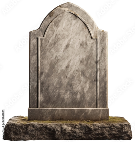 Front View To a Tombstone PNG Gravestone isolated on white and transparent background - Memorial Headstone Grave marker or Burial stone monument Cemetery Assets