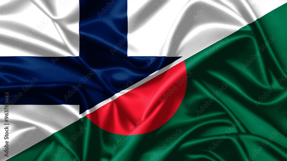 Obraz premium United waving flag of Finland and Bangladesh