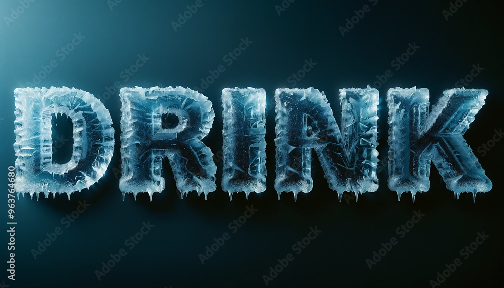 3D Render of a blue drink sign with ice dripping down the letters. 3D Render of a blue drink sign with ice dripping down the letters.