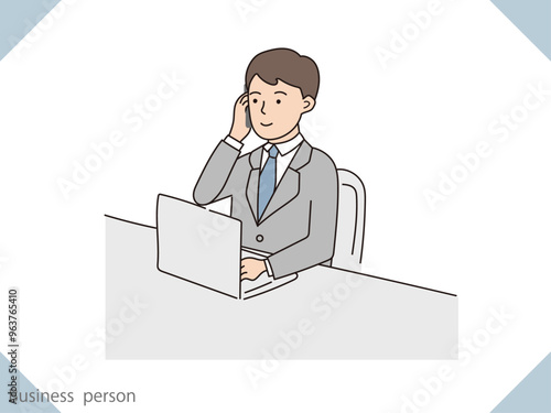 スマホで電話をしているビジネスマンのイラスト