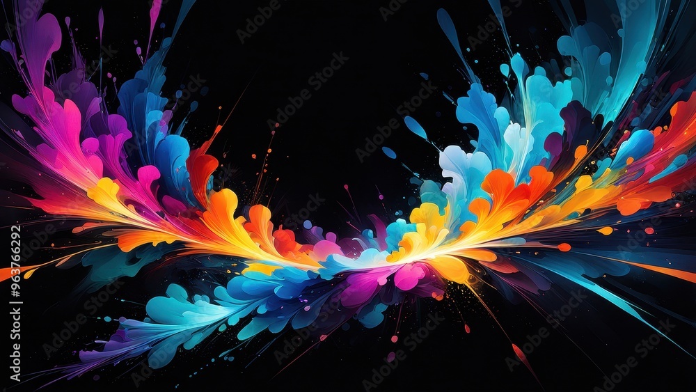 A vibrant explosion of colors creating a dynamic, abstract design. A vibrant explosion of colors creating a dynamic, abstract design.