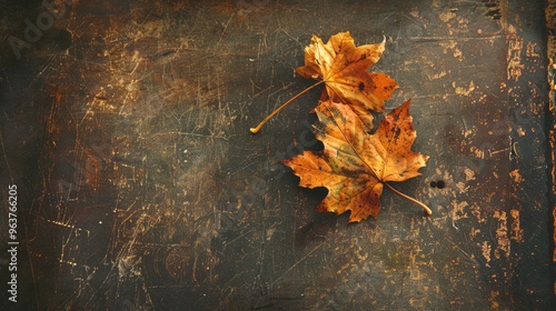 Autumn nostalgia with vintage feel of falling dry leaves.