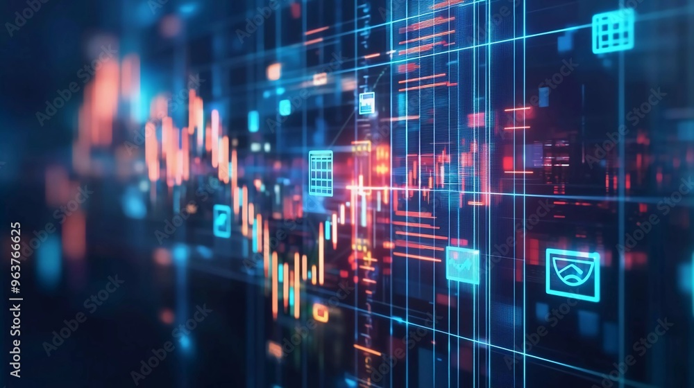 Obraz premium fintech icon on abstract financial technology nice background