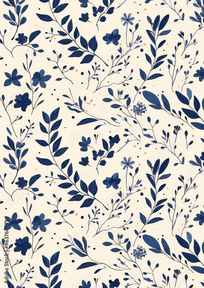 Obraz premium navy blue floral patterns 