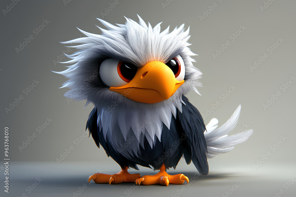 Fototapeta premium A cartoon eagle with an angry expression.