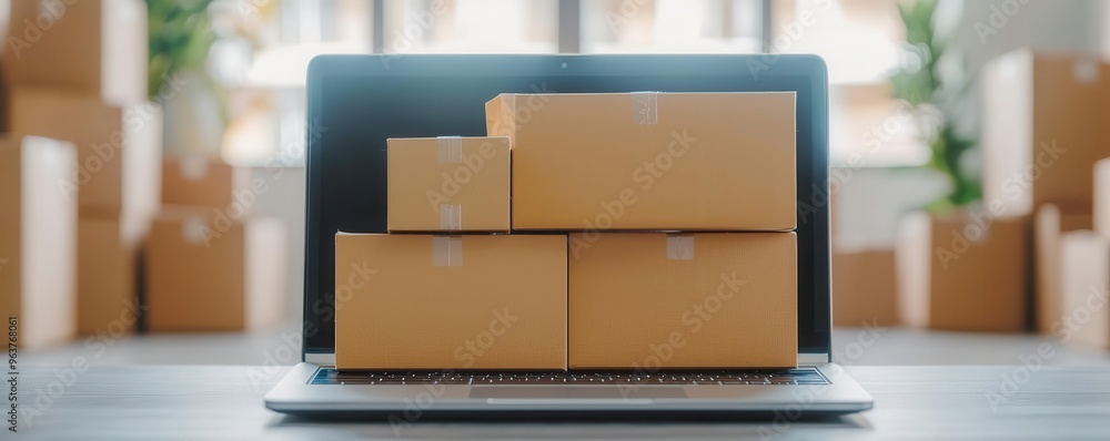 Cyber Monday laptop screen displaying Free Shipping on All Orders, sleek digital interface, modern ecommerce experience, convenience of online shopping Cyber Monday laptop screen displaying Free Shipping on All Orders, sleek digital interface, modern ecommerce experience, convenience of online shopping