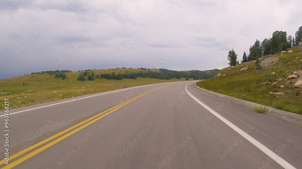 Driving on Beartooth Highway, US Route 212, during summer in Wyoming, USA
Driving on Beartooth Highway, US Route 212, during summer in Wyoming, USA