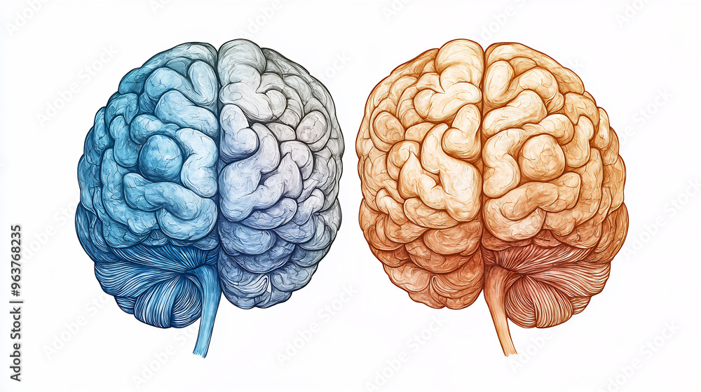 Illustration of Brain Hemisphere Functions Illustration of Brain Hemisphere Functions
