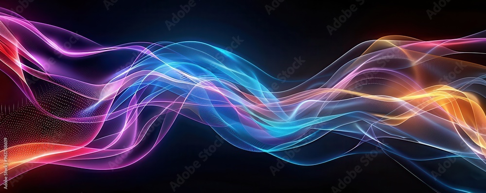 Neon abstract shapes on a black background, neon design, electric energy Neon abstract shapes on a black background, neon design, electric energy
