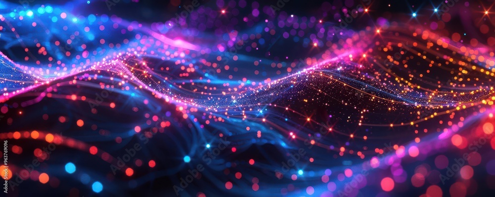 Obraz premium Abstract data streams in neon colors, tech background, modern connectivity